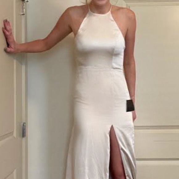 Lulu’s Satin Strappy Dress - Nude Pink//Champagne//Neutral Shade - Picture 7 of 9